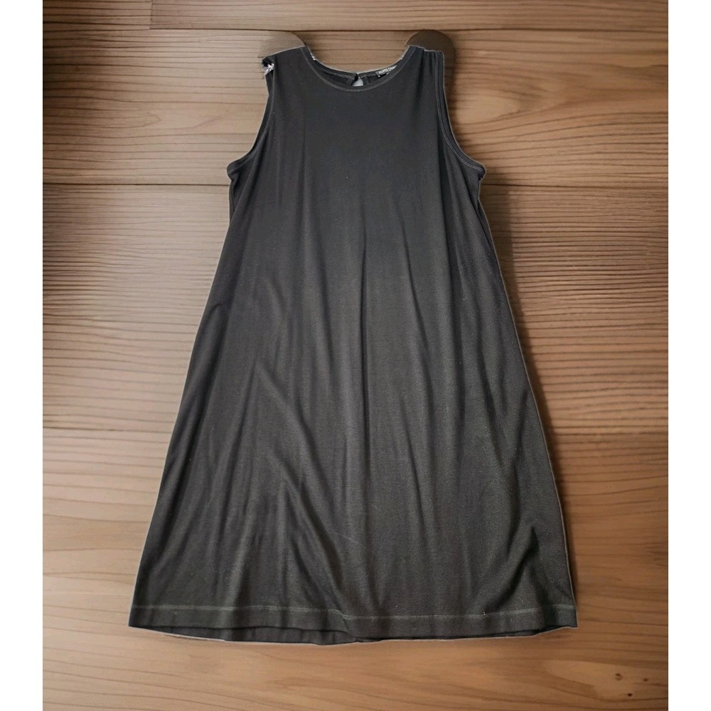 Eileen Fisher Women Shift Tank Midi Dress Black Sleeveless Sz PL Minimalist